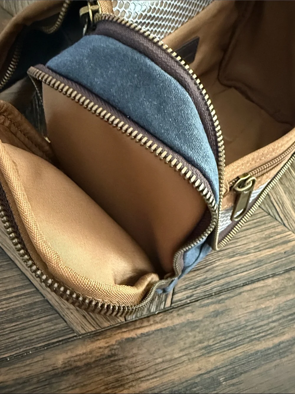 Mark & Graham Jack Waxed Canvas Hanging Toiletry Bag Navy NWT Leather Trim